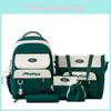 Retro School Bag Five Piece Set With Simple Color Blocked Letter Pattern For High School Girls