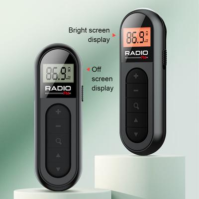3.5mm Mini Rádio FM de Bolso 76-108MHZ Recarregável Receptor de Rádio Portátil com Display LCD Retroiluminado Antena de Recepção de Fone de Ouvido