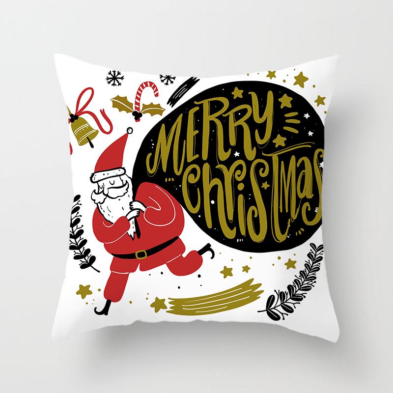Merry Christmas Printed Pillowcase Christmas Style Cushion Cover Home Sofa Decor Throw Pillowcase