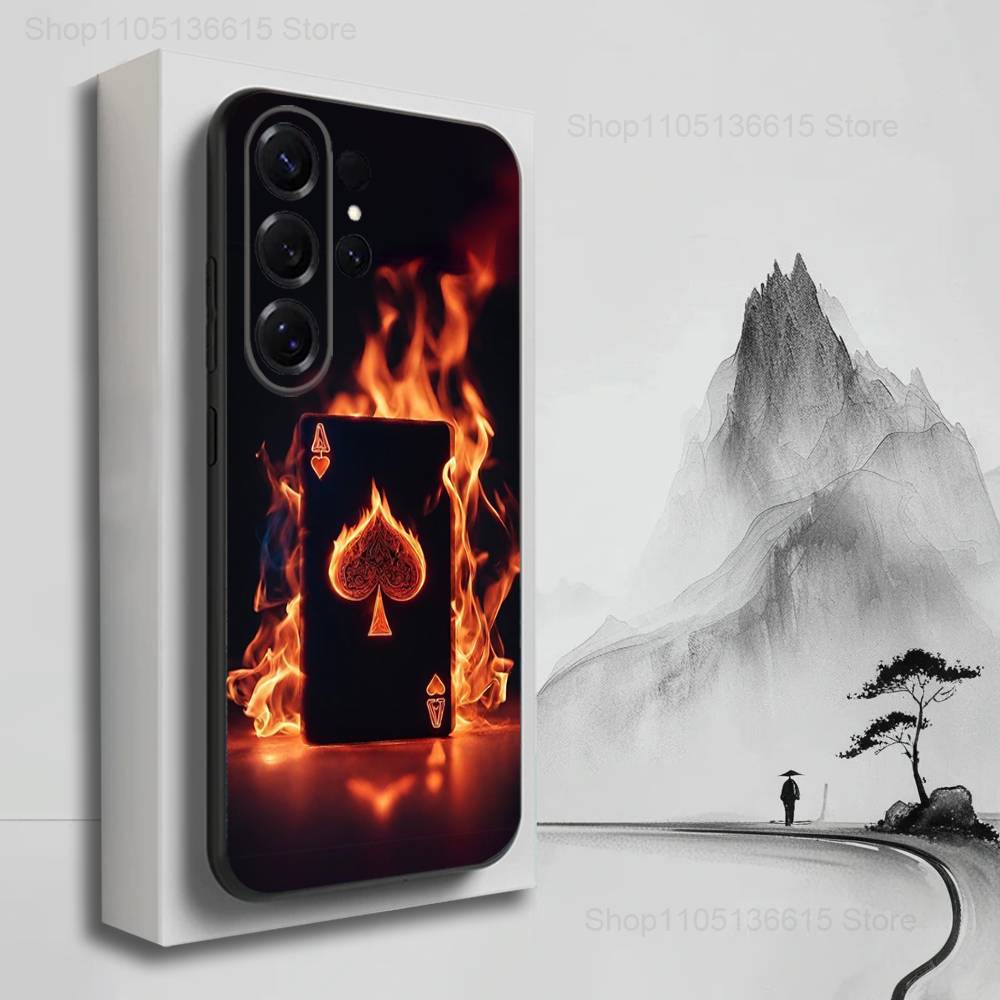 Poker Dream Ace Phone For Samsung S22,S25,S24,S23,Ultra,FE,Plus,S21,S20,S10,S9,Lite,Soft Silicone Black