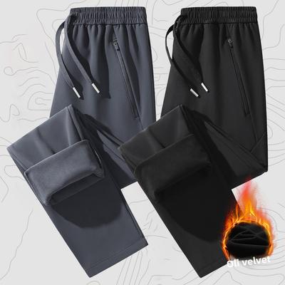 Herren Outdoor Fleecegefüttert Verdickt Herbst/Winter Winddicht Wasserdicht Übergroß Warm Lässig Wanderhose