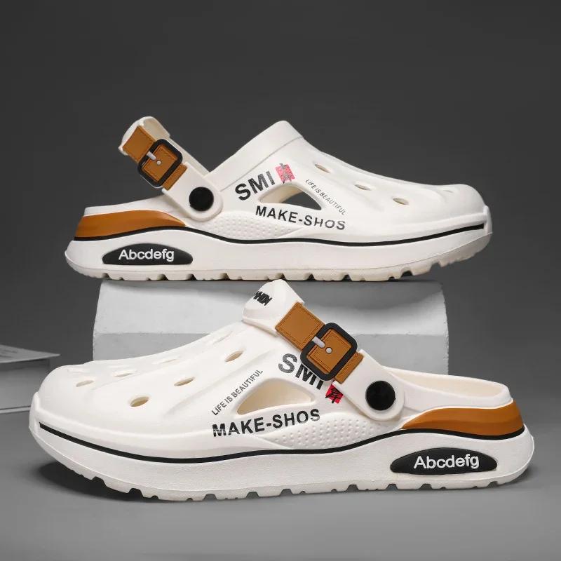 

2025 Summer New Men s & Women s Thick Sole Anti-Slip Beach Sandals Water-Resistant Classic Mules for Outdoor & Water Activities 44-45 чорний