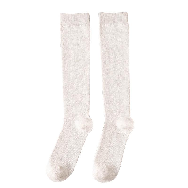 Female Spring and Autumn Pure Cotton Color Pressure Thin Leg Long Leg Socks