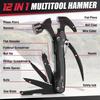 12-in-1 Multifunktionshammer, Multifunktionswerkzeug, Outdoor-Multitool mit Sicherheitsverriegelung und robuster Nylonscheide