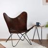 Vintage Brown Leather & Arm Butterfly Chair | Genuine Tan Leather Butterfly Chair Home Decor | Handmade Chair