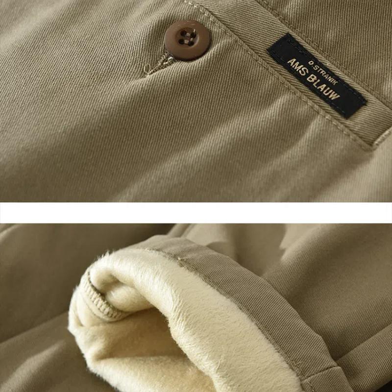 Winter Warm Pants Japanese Style Men's Pants Daily Casual Fleece Pants Straight Gray Pants Simple Thicken Men Trousers