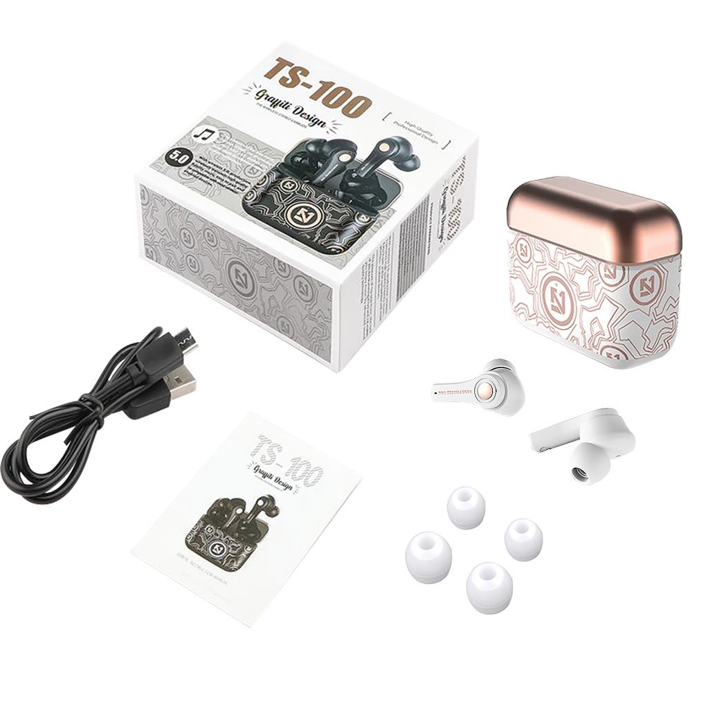 

Wireless Headphones Bass Earbuds Waterproof Graffiti Bluetooth-compatible 5.0 Sports Earphones білий