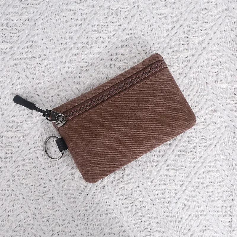 Bolsa de Lona Mini Porta-Moedas Cor Sólida Zíper Porta-Chaves Bolso para Dinheiro Carteira Mulheres Homens Pequeno Porta-Cartões Porta-Moedas