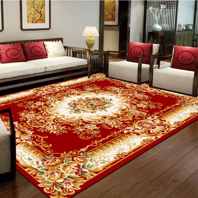 European Red Luxury Carpet Large Living Room Decoration Home Rugs Soft Comfortable Lounge Rug Anti Slip Washable Bedroom Mat