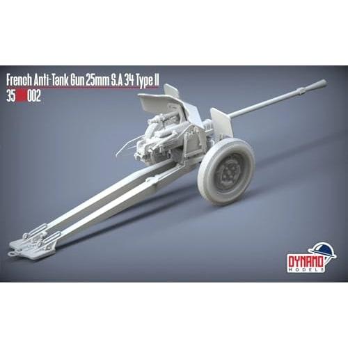Dynamo Models 1/35 French Hotchkiss 25mm S.A. 34 Type 2 Anti-Tank Gun Premium Edition Plastic Model DYN35DM002P