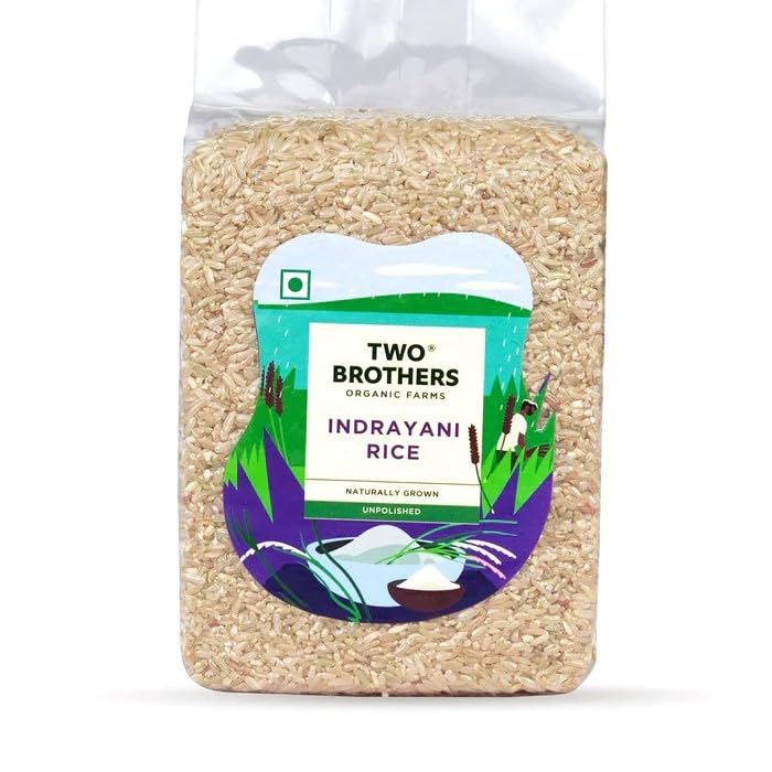 Two Brothers Organic Farms Indrayani Rice 1 kg Naturally Grown Unpolished Aromatic Sticky Rice for Healthy Cooking