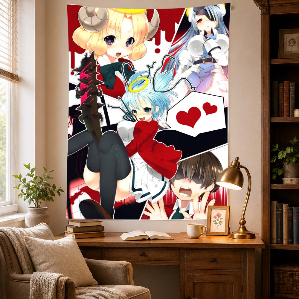 Bludgeoning Angel Dokuro-chan Tapestry Wall Hanging Cute Anime Girls Comedy Manga Art Bedroom Dorm Home Decor Fans Gifts