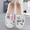 Fashion Breathable Shoes Slip-on Espadrilles For Women Tennis Slip On Summer New Graffiti Canvas Fabric Slip On Shoes For Women Espadril