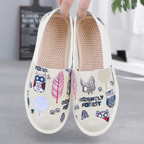 Fashion Breathable Shoes Slip-on Espadrilles For Women Tennis Slip On Summer New Graffiti Canvas Fabric Slip On Shoes For Women Espadril
