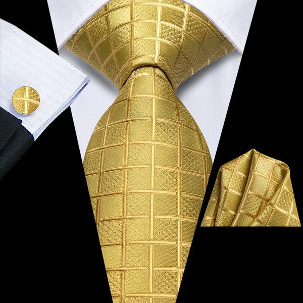 Hi-Tie Plaid Mens Necktie Green Wedding Tie For Men Hanky Cufflinks Set Business Party Dropshipping