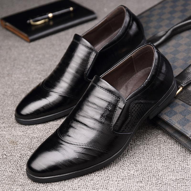 2025 New Designer Leather Shoes for Men Solid Color Fashion Casual Pointed Wedding Shoes Male Spring Autumn Dress Shoe Man