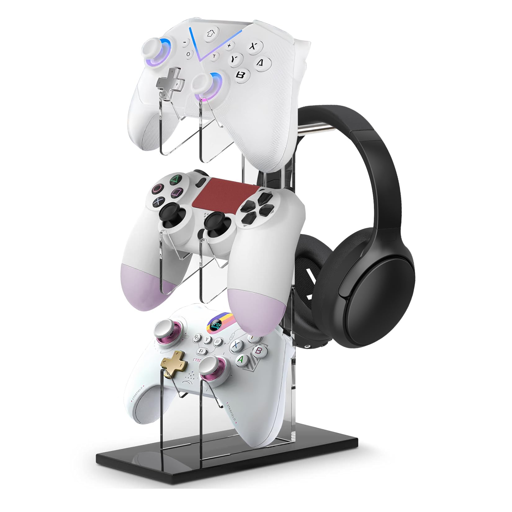 

Folgtek Controller Stand, 3-Tier Headphone Stand, Storage, Game Controller Stand, Desktop Stand, Non-Slip, Compatible with PS5, PS4, and Switch