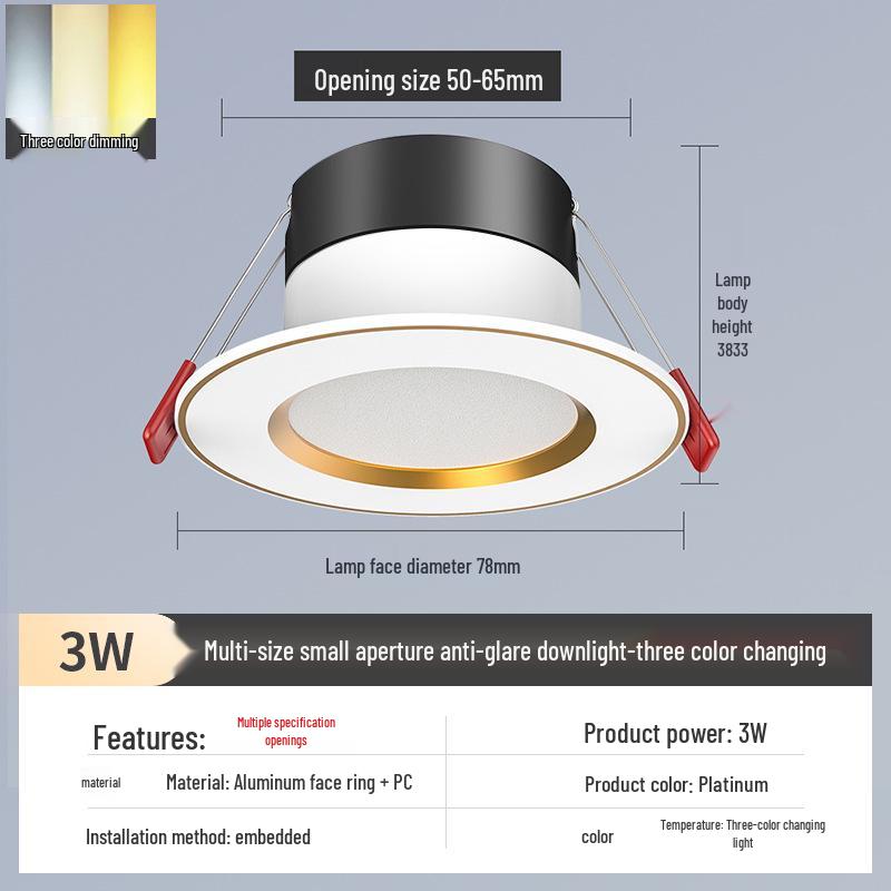 2-Inch Recessed Spotlight: Small Downlight for Ceiling In Living Room, Bullseye Hole Design, Opening Size 55.5cm X 606.5cm