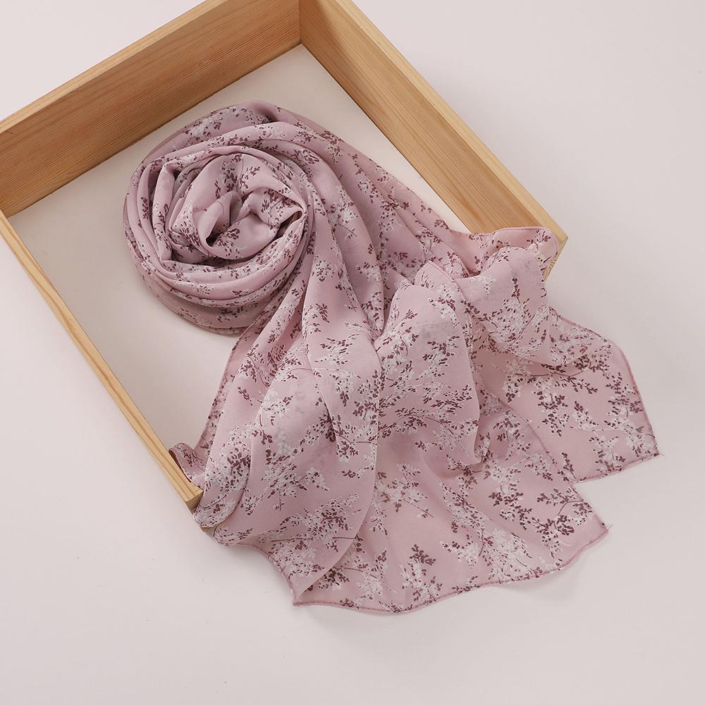 New Printed Hijabs Shawl Bubble Chiffon Hijabs Woman Design Flower Shawls Muslim Scarves Headscarf Wraps Turbans Long Scarves