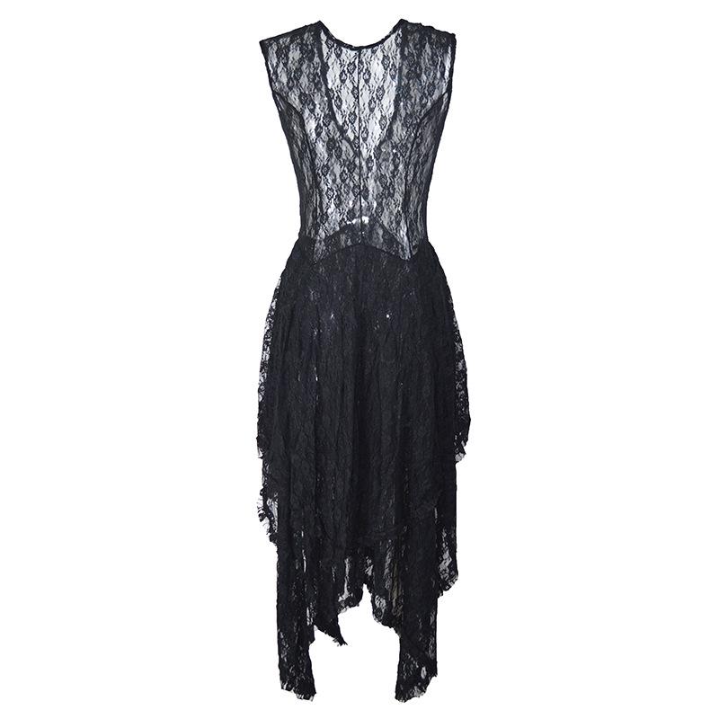 European Fashion Lace Irregular High-Low Skirt Dress