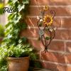 Rustic Farmhouse Wall Art Metal Sunflower Bee Art, Flower Vine Hanging, Pastoral Style Indoor Outdoor Garden Decorative Sculpture for Patio
