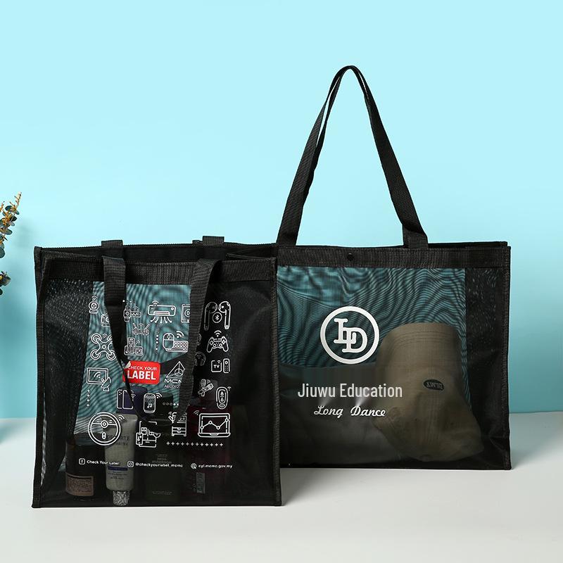 

Customizable Logo Semi-transparent Mesh Tote Bag - Sports, Fitness, and Toiletry Uses