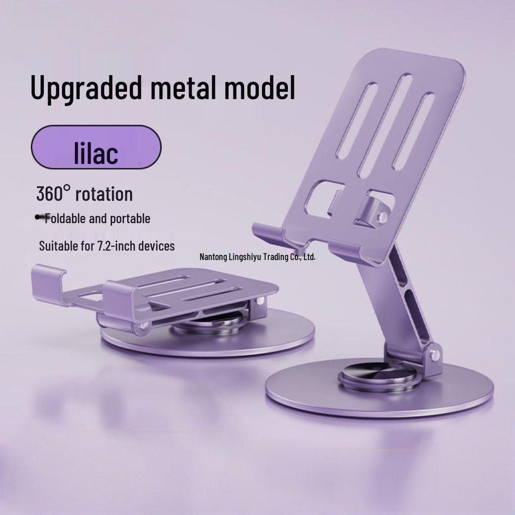 All-Metal Foldable 720° Rotating Desktop Phone Holder for Easy Viewing and Live Streaming