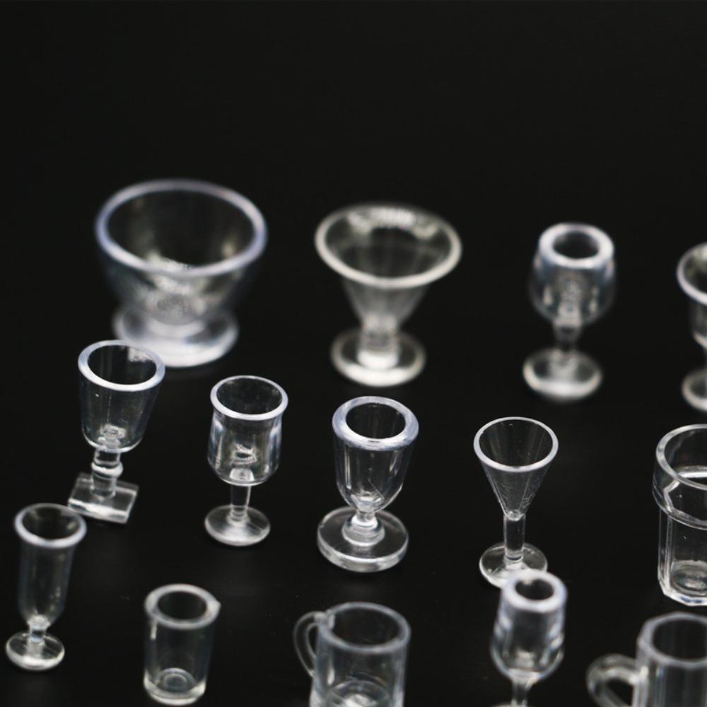 10Pcs/Set Red Wine Glass Dollhouse Wine Glass Dollhouse Miniature Glass Cup  Scene Ornament