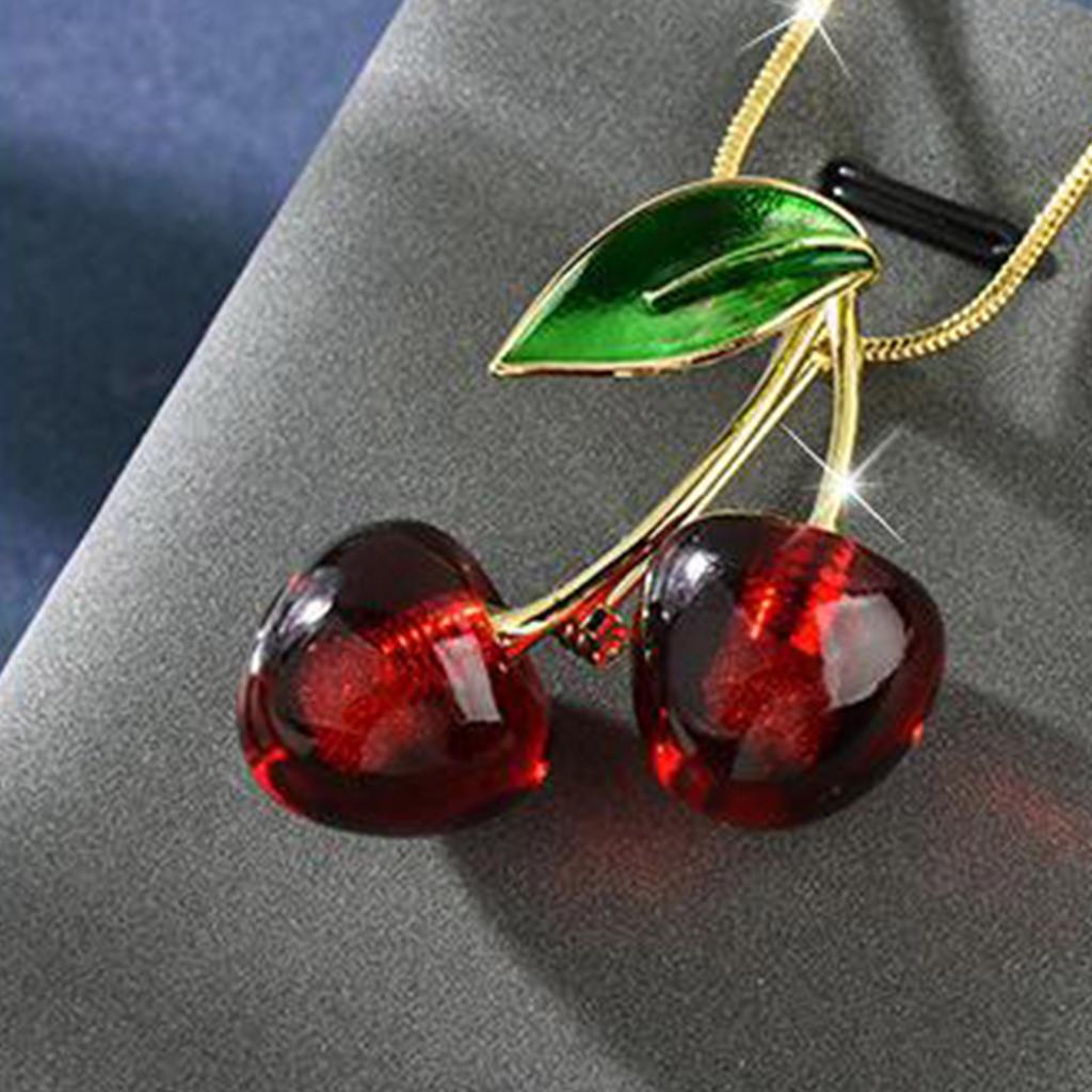 Cherry Pendant Necklace Sweater Chain Necklace Fashion Accessory Artificial Crystal Texture Present for Fashion Women