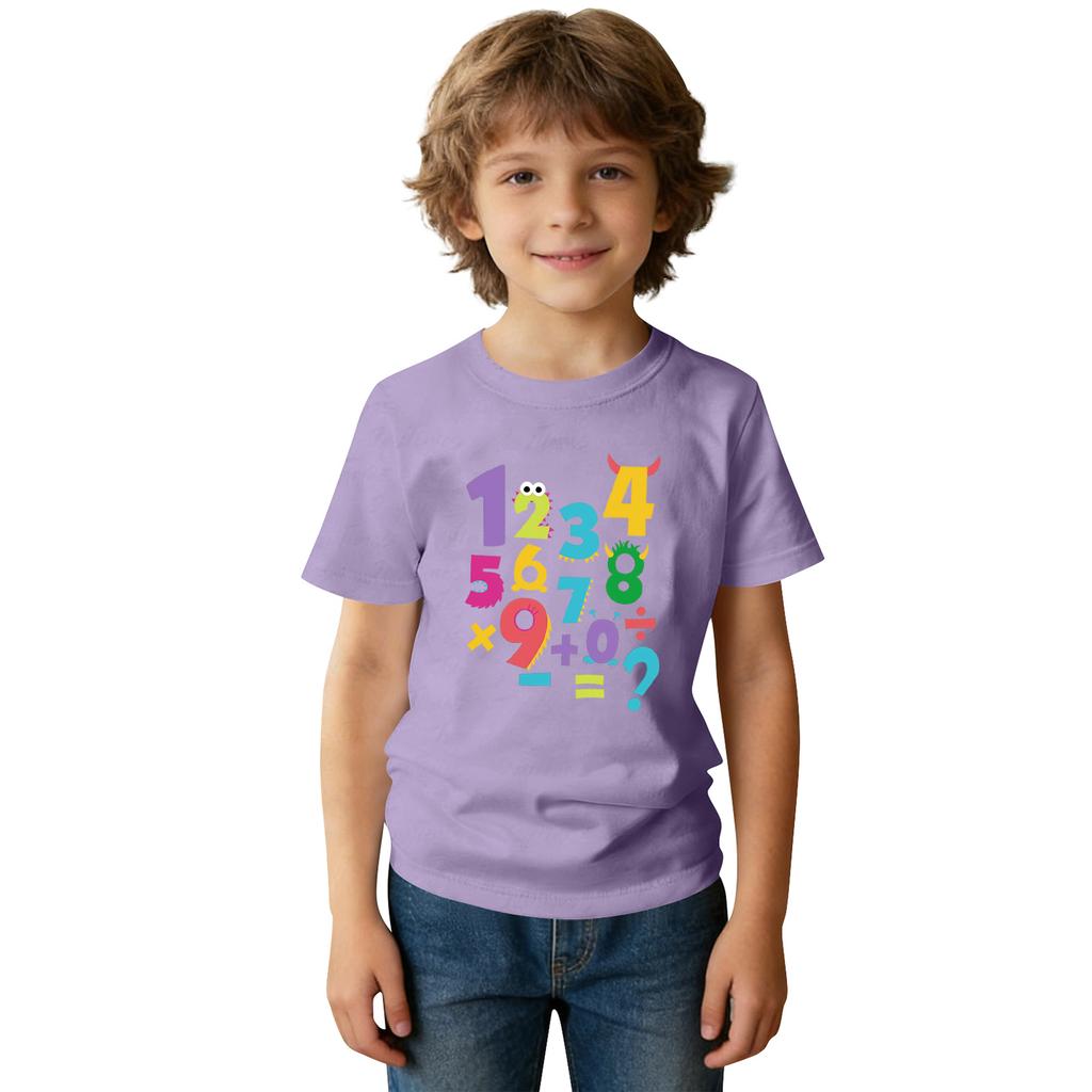 Fashionable Round Neck Short Sleeve Work Clothes Printed Tops For KID Summer Tops