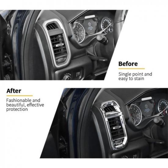 Car Center Console Side Air Vent Outlet Frame Trim For Dodge Ram 1500 18+ Chrome
