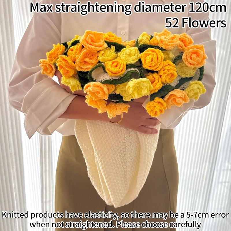 Multicolored Pointed-Angled Rose Bouquet Blankets Hand-Knitted Crocheted Rose Sofa Blankets Wedding Valentine Girlfriend Gifts