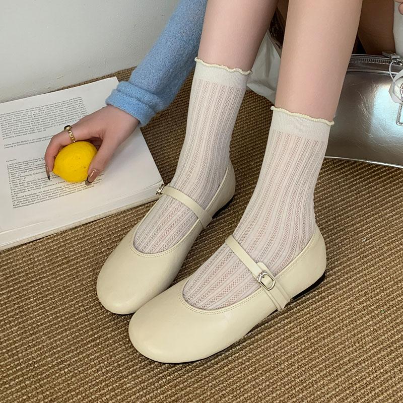Fashion Soft Footwear Round Toe Women Ballet Flats Shoes Casual Female Shallow Fashion Buckle Strap Ladies Mary Janes Flats Shoes new