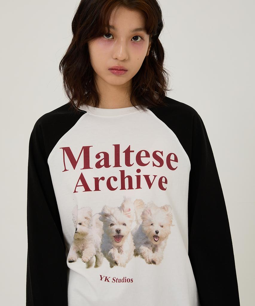 WAIKEI Maltese Archive Raglan Long Sleeve T-Shirt Ivory