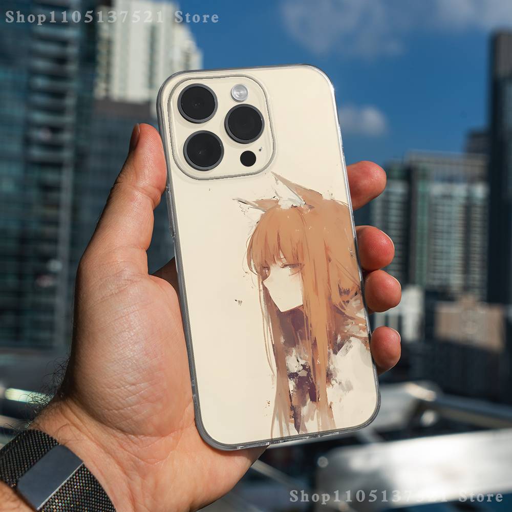 Anime S-Spice and W-Wolf Phone Case For iPhone 17,16,15,14,13,12,11 Pro,Max,Plus,X,XS,XR,SE4,E Mini Transparent Soft Cover