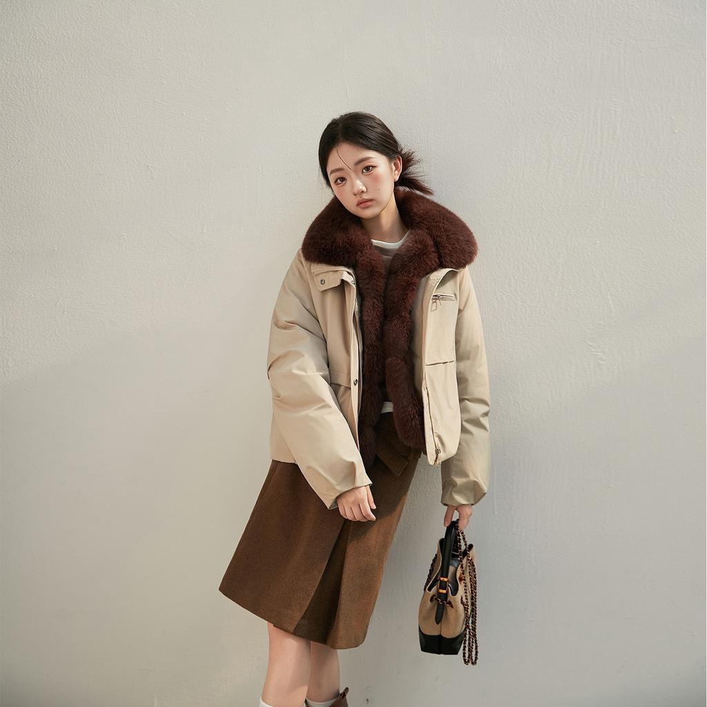 European and American temperament removable wool collar cotton-padded coat short women's winter new loose thickened warm jacket