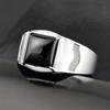 2026 Men's Domineering Ring Mahonao Men's Ring Opening Adjustable Korean Version Glossy Square Black Diamond Living Ring