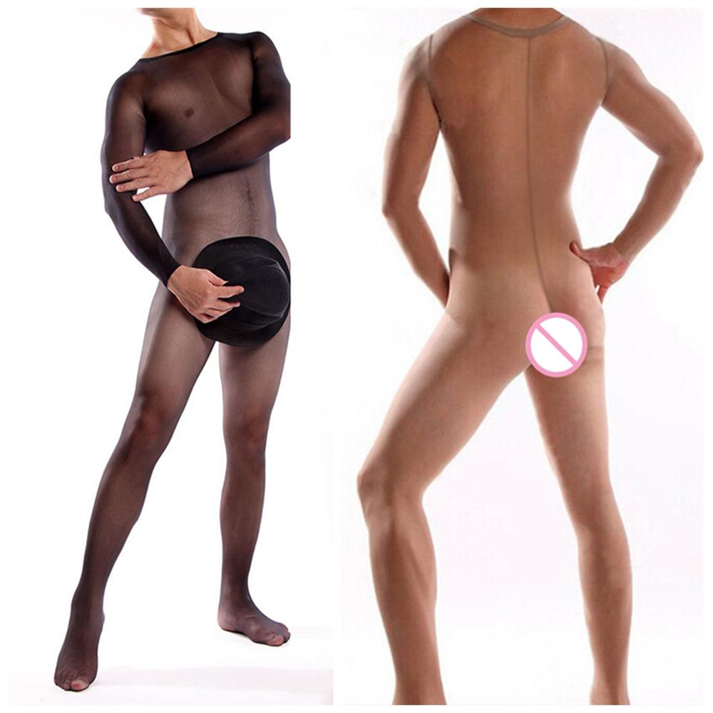 Sexy Men Bodysuit Silky Temptation Full Body Plus Size Exotic Body Stocking For Men Bodysuit Sexy Gay Men'S Bodystocking