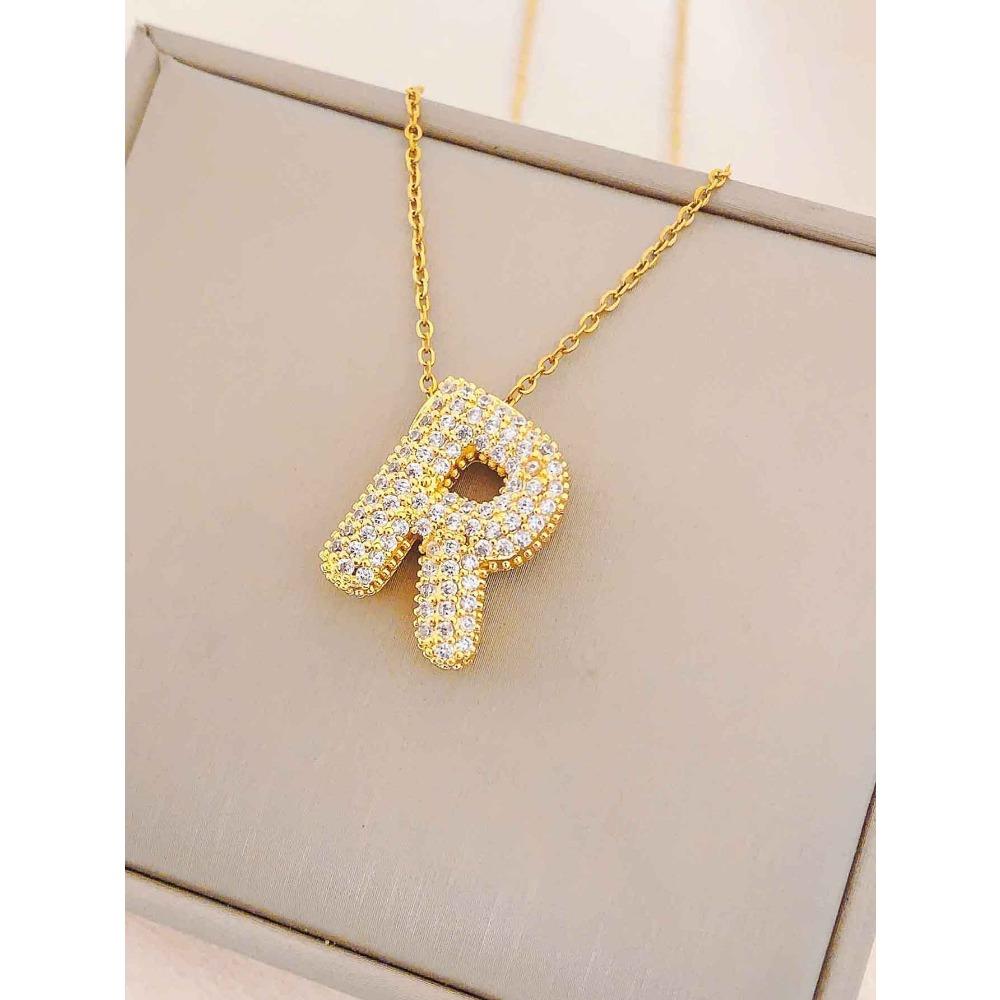 Necklace Female English Alphabet Necklace Female Hip Hop Full Zircon Delicate Clavicle Chain Personality Necklace