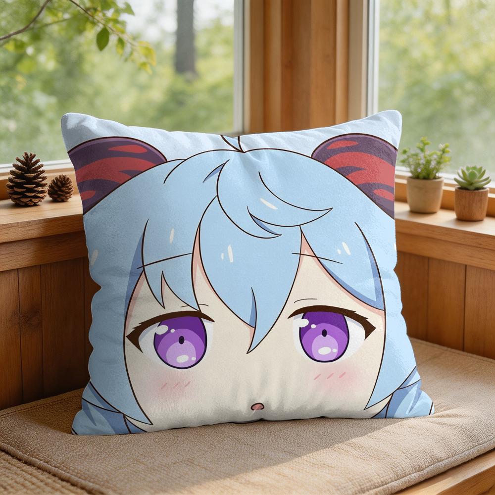 Ganyu Cute Genshin Impact Cushion Cover Square Short Plush Pillow Case Living Room Sofa Home Decor Funda X