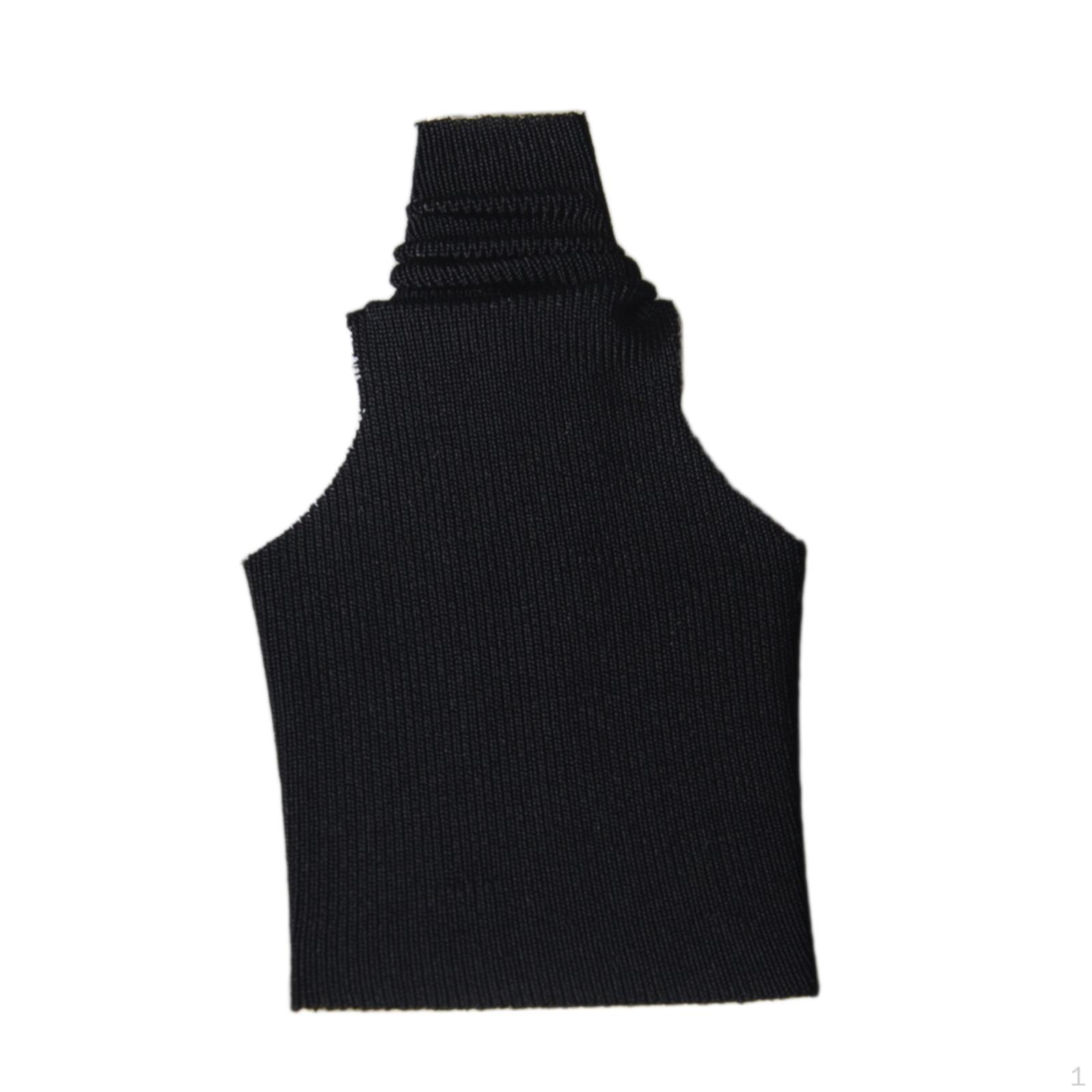 

1/12 Action Figure Clothes Doll Costume Tank Top Turtleneck Mini Dress up Photo Prop for 6 inch Black