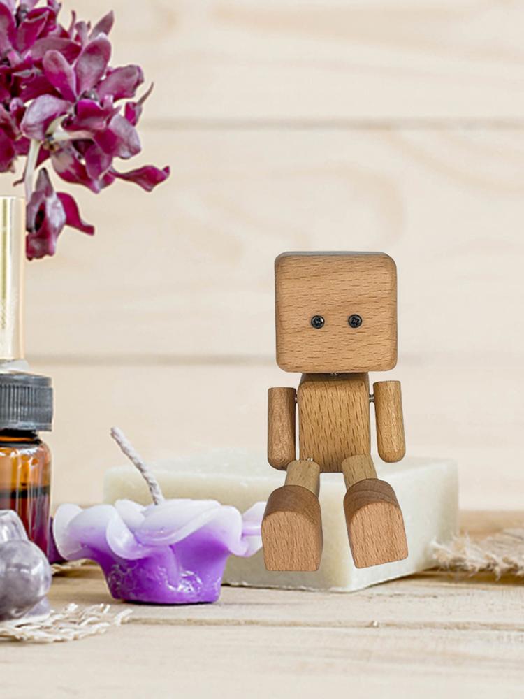 Shaking Wooden Man Figurine Wear Resist Handmade Shaking Feet Doll Creative Handcrafted Statue for Car Dashboard Decorations