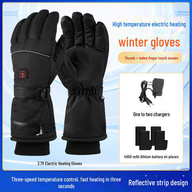 3.7V Electric Heated Winter Cycling Gloves - Thick, Windproof, and Warm.