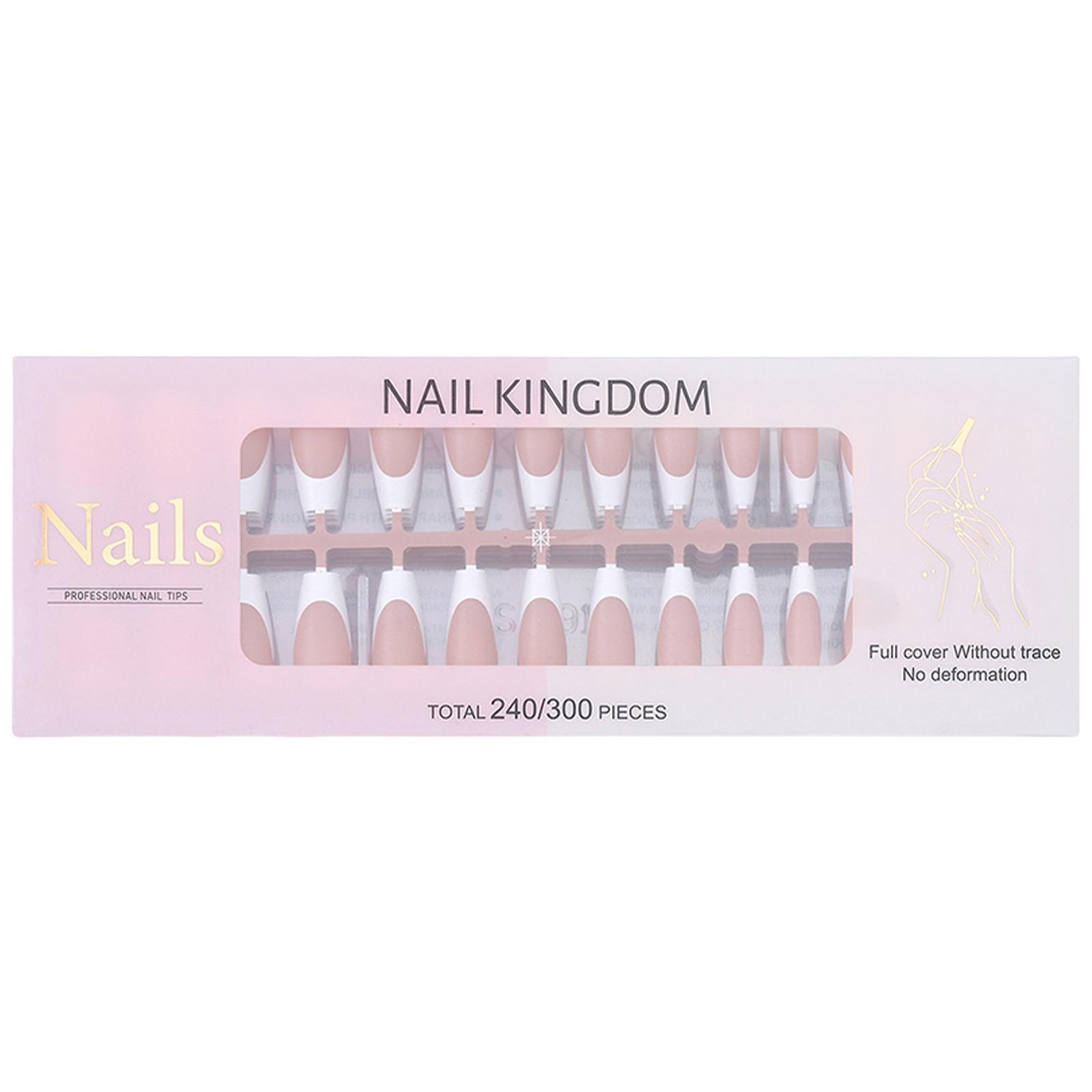 

240 шт. Короткие накладные ногти Французский кончик Накладные ногти Миндалевидные Полное покрытие Наклейки для ногтей Носимые Накладные ногти для женщин Девушек B