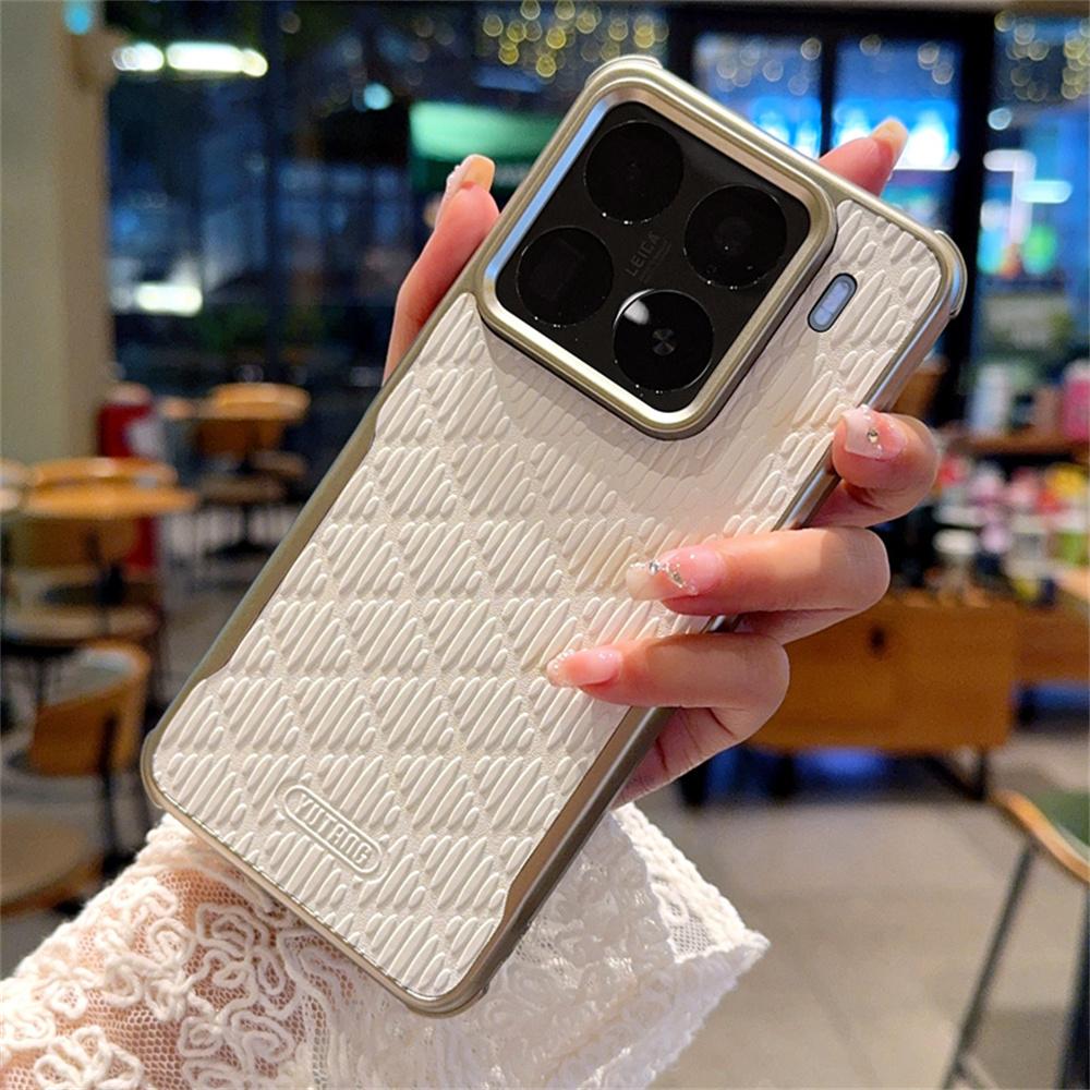 YUTRNG For Xiaomi 15 Pro Case Wave Texture PU Leather+PC Magnetic Phone Cover