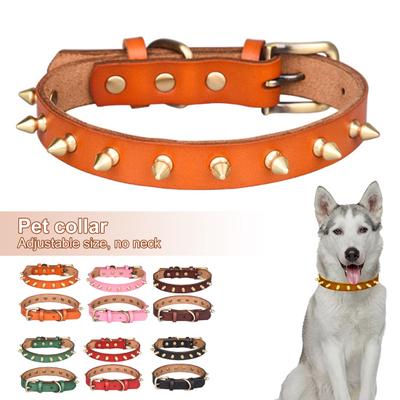 Dog Collar Smooth Rivet Design Anti-bite Wear-resistant Polyester Pet Dog Collar for Medium Dogs