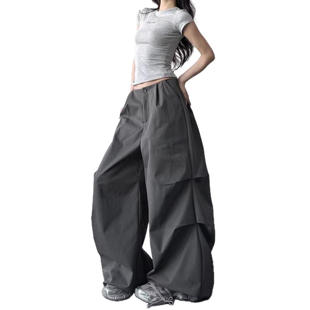 American Retro Pleated Loose Wide-Leg Pants for Tall Individuals