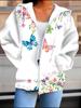 Cardigan con cappuccio stampato 3D a fiori Taglie forti Autunno Inverno Retrò