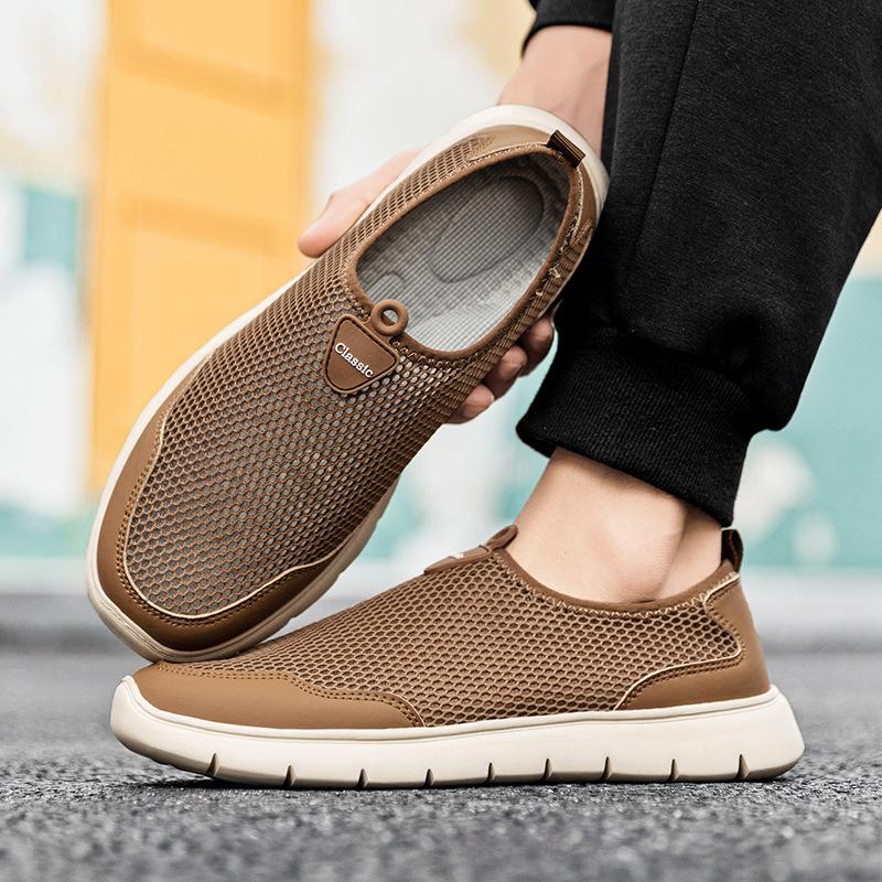 Summer Men'S Shoes Breathable Mesh Shoes Men'S Foot Casual Shoes Lazy One Pedal Spot Jinjiang Shoes