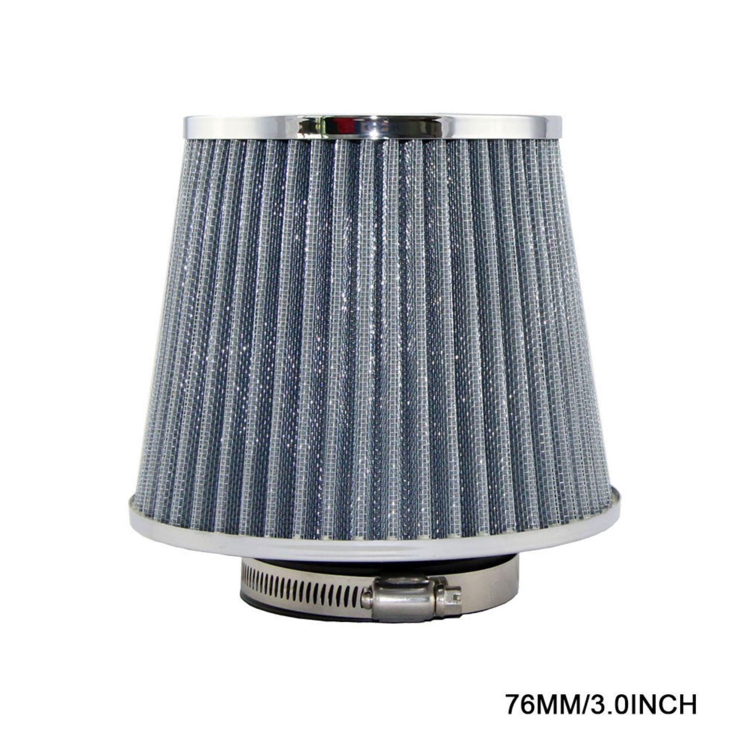 

High Flow Intake Kit Cone Air Filter Adapter Cold Car Filters Racing 3 3.5 4inch Sport System Performance Box 76MM 89MM 101MM 76mm-Sliver